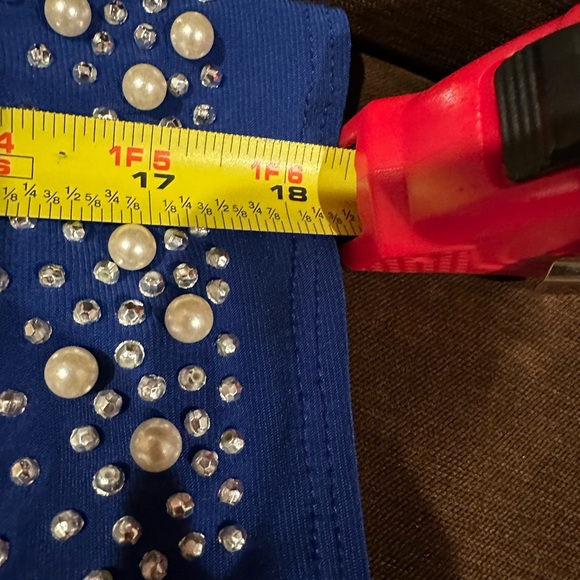 Nik & Nash New York Dress NWT Royal Blue Sleeves Sequence & Pearl Beading Sz XL. - Picture 12 of 13